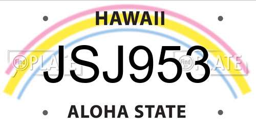 JSJ953 Hawaii License Plate