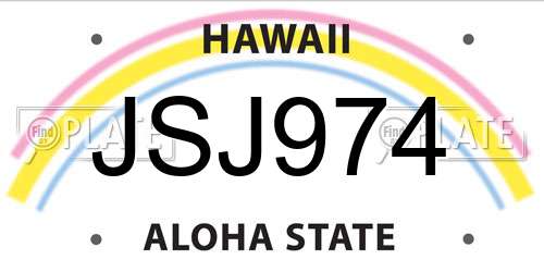 JSJ974 Hawaii License Plate