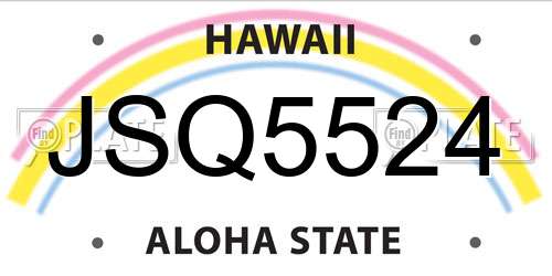JSQ5524 Hawaii License Plate