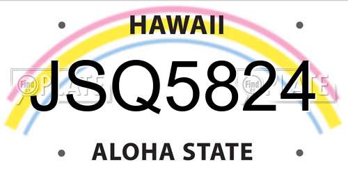 JSQ5824 Hawaii License Plate