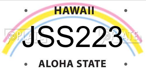JSS223 Hawaii License Plate