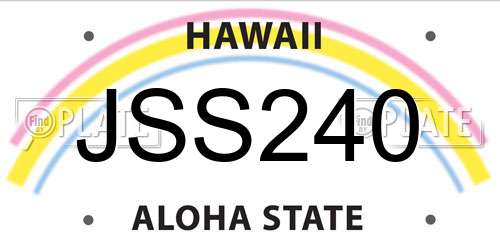 JSS240 Hawaii License Plate