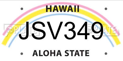 JSV349 Hawaii License Plate