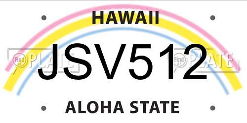 JSV512 Hawaii License Plate