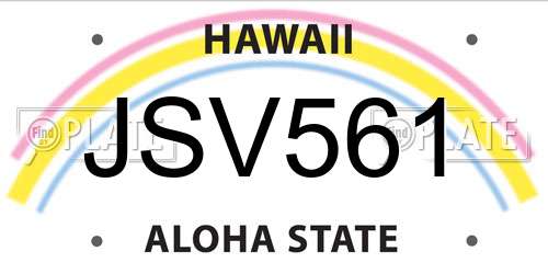 JSV561 Hawaii License Plate