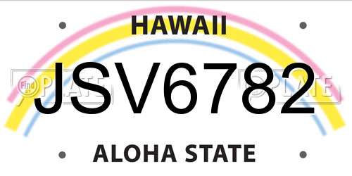 JSV6782 Hawaii License Plate