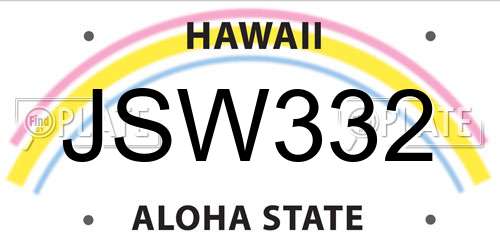 JSW332 Hawaii License Plate