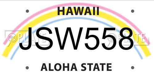 JSW558 Hawaii License Plate