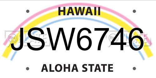 JSW6746 Hawaii License Plate