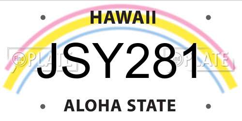 JSY281 Hawaii License Plate