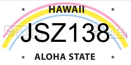 JSZ138 Hawaii License Plate