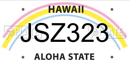 JSZ323 Hawaii License Plate