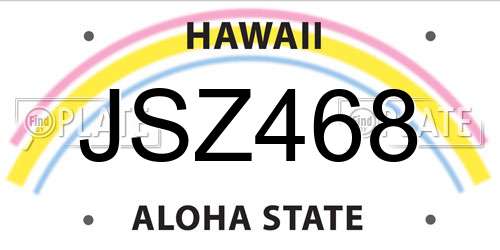 JSZ468 Hawaii License Plate