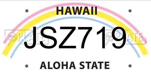 JSZ719 Hawaii License Plate