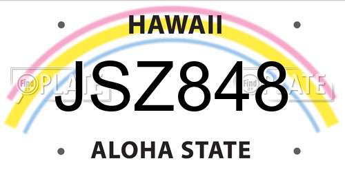 JSZ848 Hawaii License Plate