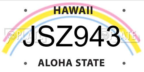 JSZ943 Hawaii License Plate