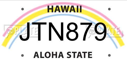 JTN879 Hawaii License Plate