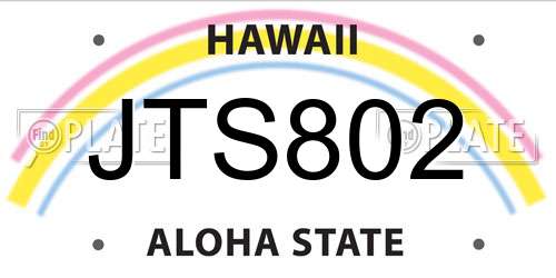 JTS802 Hawaii License Plate