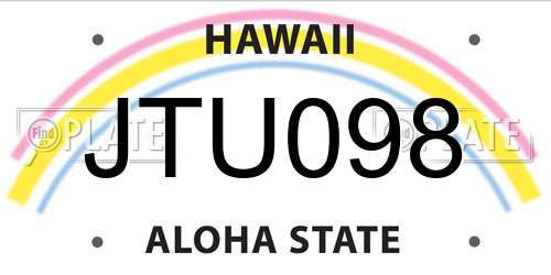 JTU098 Hawaii License Plate