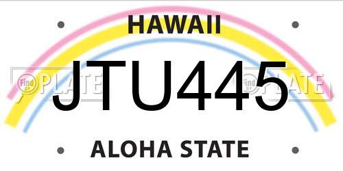 JTU445 Hawaii License Plate