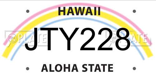 JTY228 Hawaii License Plate