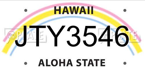 JTY3546 Hawaii License Plate