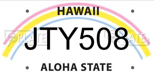 JTY508 Hawaii License Plate