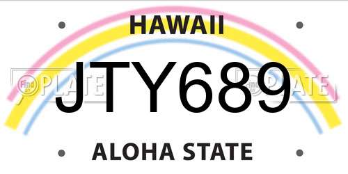 JTY689 Hawaii License Plate