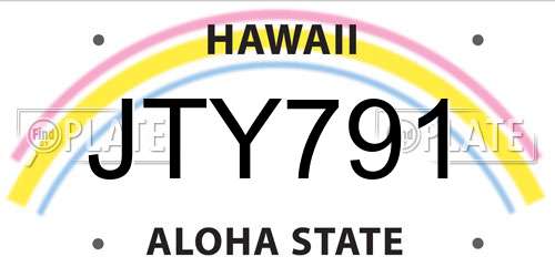 JTY791 Hawaii License Plate