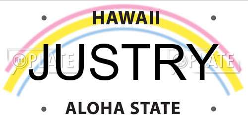 JUSTRY Hawaii License Plate