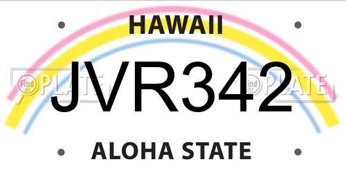 JVR342 Hawaii License Plate