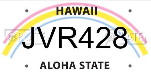JVR428 Hawaii License Plate
