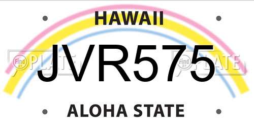 JVR575 Hawaii License Plate