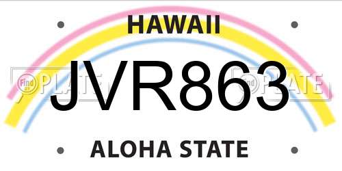 JVR863 Hawaii License Plate