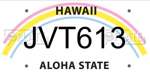 JVT613 Hawaii License Plate