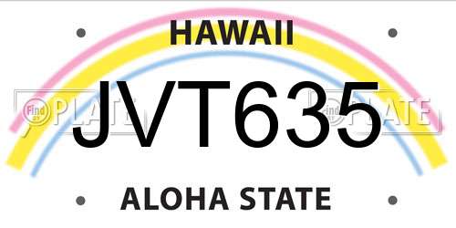 JVT635 Hawaii License Plate