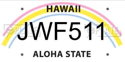 JWF511 Hawaii License Plate