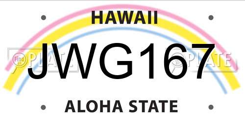JWG167 Hawaii License Plate