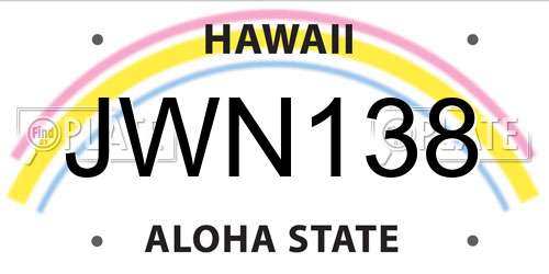 JWN138 Hawaii License Plate