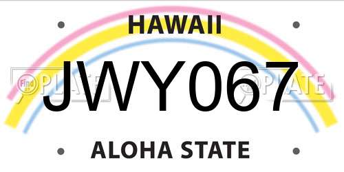 JWY067 Hawaii License Plate