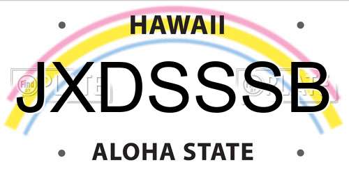 JXDSSSB Hawaii License Plate