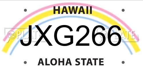 JXG266 Hawaii License Plate