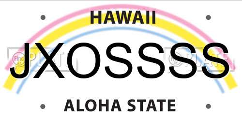 JXOSSSS Hawaii License Plate