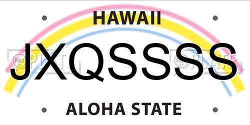 JXQSSSS Hawaii License Plate