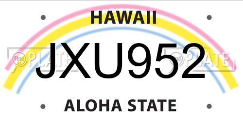 JXU952 Hawaii License Plate