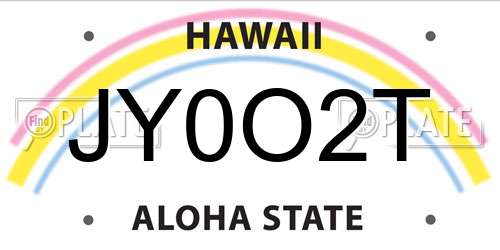 JY0O2T Hawaii License Plate