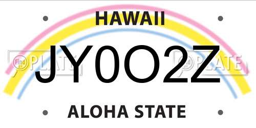 JY0O2Z Hawaii License Plate