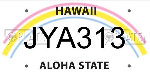 JYA313 Hawaii License Plate