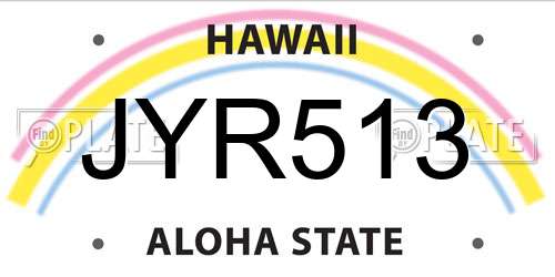 JYR513 Hawaii License Plate