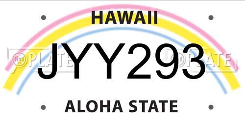 JYY293 Hawaii License Plate